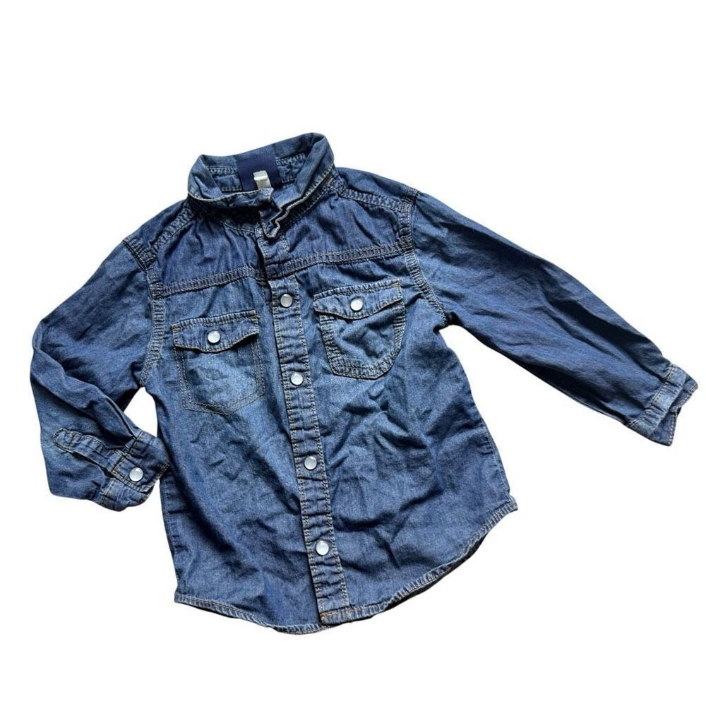 Toddler Boys Genuine Kids Chambray Denim Jean Pearl Snap Shirt - Sz 4T